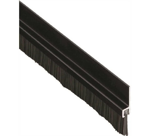 Pemko brush seal for meeting stile, dark bronze with black brush insert, 1 inch width, 84 inch length, side view