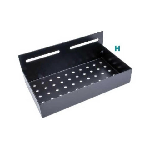 Heavy Duty Universal Tool Tray For Open Leg Stands, Quick Install, Easy Config, perforated steel design, front view