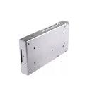 Industrial DC Power Supply With Single Output And Voltage Options From 3.3V To 48V Rugged No Nonsense Automation Grade Unit For Machinery And Electronics Compact And Efficient Built To Last Plug And Play Ready For Easy Setup In Industrial Projects silver metal side view