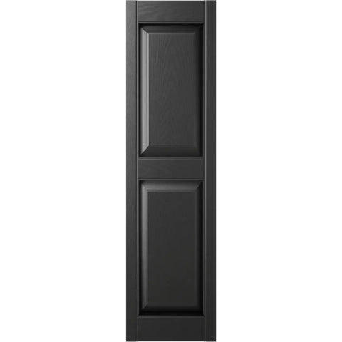 Lifetime Vinyl Shutter Pair With Raised Panel Look Standard Two Equal Panels Black Includes Shutter Lok Hardware And Screws