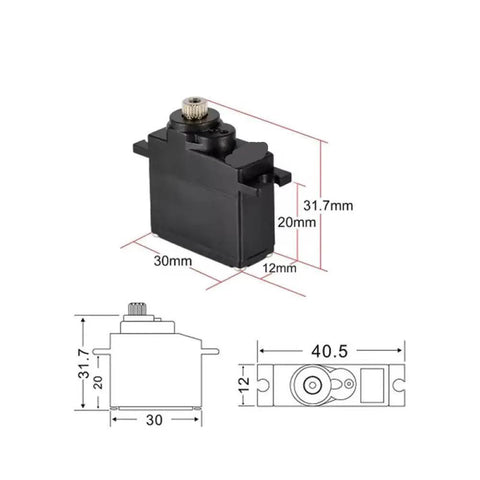Hella Smooth Digital RC Servo Locked In Tight With Beefy Metal Gears and Fast Response Coreless Motor, 31.7x30x20mm dimensions.