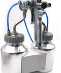 Heavy Duty Double Nozzle Paint Spray Gun With 1200 Rpm Pneumatic Feed And 1.3 Mm Tips, dual nozzle design, stainless steel, ideal for furniture and auto projects.