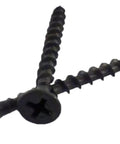 Coarse No 2 Phillips Drywall Screws 6 X 1-1/4 Inch Black Coated, 1420-Piece, 5-Pound Pack close-up showing threads