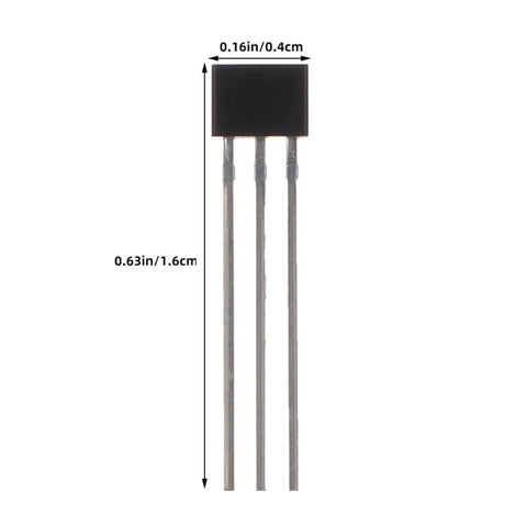 40 Piece Hall Effect Sensor Kit For Pro Grade Magnetic Detection In Industrial Lab Research And Electric Vehicle Motor Repair Easy To Use Durable Linear Hall Sensors For Accurate Sensing, 3-pin sensor close-up with 0.16in width and 0.63in height