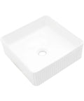 White Ceramic Square Vessel Bathroom Sink with drain opening and textured sides