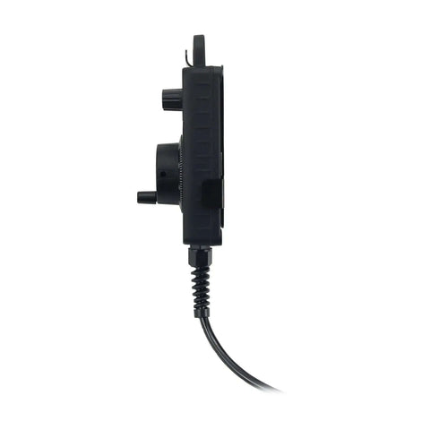 Side view of electronic hand wheel for CNC machines and milling tools, featuring durable aluminum body and easy setup.