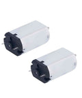 Two silver DC motors designed for RC models, DIY projects, and STEM education, part of Five Piece DC Motors 3V To 6V F180 Style Mini Hobby Motors 3000 To 10000 RPM For RC Boats Planes Cars DIY Projects And Science Experiments Dope For Model Making Robotics STEM Education And Home Projects.