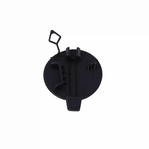 Back view of Tesla Model Y Rear Bumper Tow Hook Cover Trailer Cap 2020 2021 2022 Replacement Part Easy Install Durable Plastic