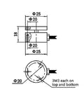 Technical drawing of a space saving ultra slim flat membrane load cell, 25mm diameter, for electronic scales and industrial applications.