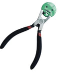Front view of PANSHIYON 2mm heavy-duty sheet metal hole punch with black padded handles and green circular head.