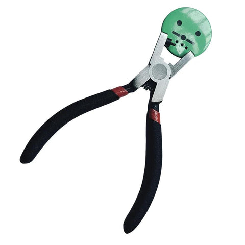 Front view of PANSHIYON 2mm heavy-duty sheet metal hole punch with black padded handles and green circular head.