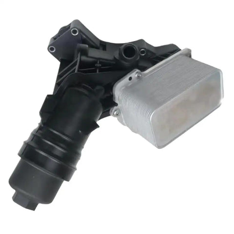 Essential Oil Filter Cooling Assembly For BMW 340i Xdrive F30 F31 F32 Models, featuring a black plastic housing and silver cooler.