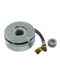 Used electromagnetic brake assembly for forklift, chrome metal housing with wiring harness and gear ring