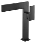 Matte Black Ultra Thin Vessel Sink Faucet With Single Handle Waterfall Spout, Solid Brass 1 Hole Lavatory Vanity Tap