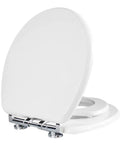 Heavy Duty Family Toilet Seat With Smooth Soft Close Lid And Quick Release Hinges Featuring Built In Kiddo Potty Training Pad White, open view.