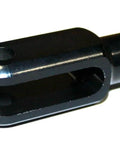 Throttle Rod Clevis Kit With 6061 Billet Aluminum Black Anodized Finish For Go Kart Racing, front view of clevis piece