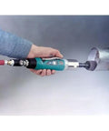 Heavy Duty Straight Line Die Grinder 1 Hp 18000 Rpm Gearless Motor With Rear Exhaust And Multi Collets in use on a metal pipe.