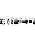 Component breakdown of Heavy Duty Metal Cable Gland With NPT Thread 1/2 Inch, Fits 0.24 To 0.48 Inch Cables