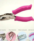 1/4 Inch Pink Handheld Circle Hole Punch For Crafting with soft silicone grip and metal construction