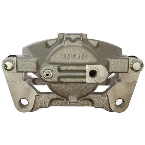 Front view of Raybestos Element3 silver brake caliper and bracket assembly (semi-loaded) for Chrysler/Dodge/Jeep