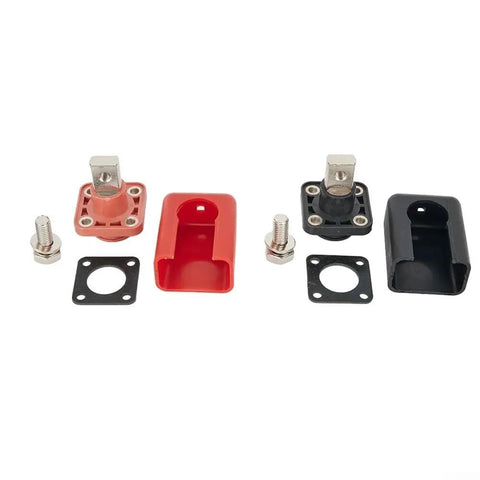 Straight Up Beast Grade 2Pack 200A Copper Battery Terminal Connectors, red black lugs with hardware for EV and solar inverter use.