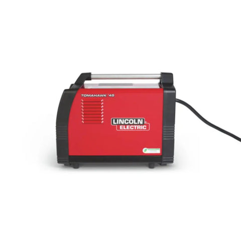 Lincoln Tomahawk 45 Handheld Plasma Cutter With 2.8 Inch LCD Screen, red and black design, side view