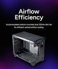NR200P V3 Mini ITX Case Dope Compact Build With Top Mount 280mm Radiator, open side view showing fan and airflow efficiency.