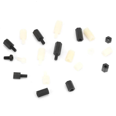 300 Pieces Nylon M3 Hex Standoff Kit With Nuts And Cross Screws White And Black Spacers For Electronics Enclosures DIY Projects Built To Last Pro Grade, black nylon spacers and nuts