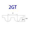 Diagram of 2GT pulley profile for Durable Timing Synchronous Drive Belt For Small CNC Machines And Robotics With Length Options From 80 To 114 Mm