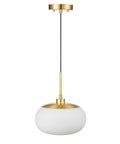 Single Opal Glass Pendant Light With Antique Brass Finish for a Cozy Modern Vibe, Warm Diffused Glow, Clean Sleek Lines