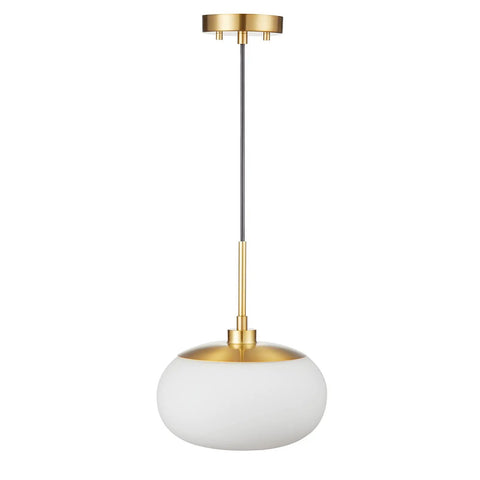 Single Opal Glass Pendant Light With Antique Brass Finish for a Cozy Modern Vibe, Warm Diffused Glow, Clean Sleek Lines