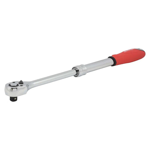 Extendable One Half Inch Drive Ratchet Handle With 72 Tooth Reversible Ratcheting And Soft Grip For Tight Spaces Adjustable From Twelve To Seventeen And A Half Inches Heavy Duty Chrome Vanadium Steel Workhorse For Pros And DIYers