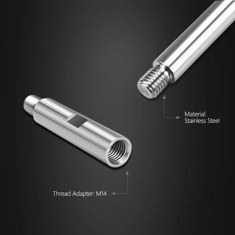 Pro Grade Metal Rotary Extension Shaft Set with 5/8-11 Thread, 75mm, 100mm, 140mm Lengths, for Polisher with Stainless Steel Material