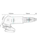 Heavy Duty 5 Inch Pneumatic Angle Grinder With 12000 RPM High Speed Rotation showing dimensions and parts for metal work.
