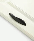 4Pcs Arcuate Cabinet Pulls 3.8 Inch Center To Center S Shaped Matte Black Zinc Alloy installed on cabinet door