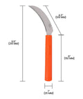 Stainless Steel Sickle For Quick Harvests With Four Point Three Inch Hook Blade And Light Serrations, Plastic Handle, Orange Grip
