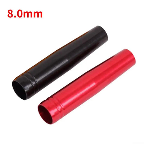 8mm Aluminum Arrow Insert Adapters 35mm Long With Threaded Hole Connector For Arrow Shafts Black 12 Pack shown in black and red colors