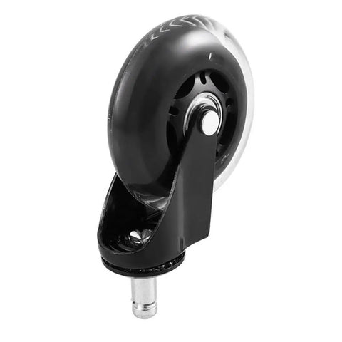 Heavy Duty Office Chair Caster Wheels 3 Inch Swivel Rubber Casters Smooth Rollin Replacement Rollers close-up view of single caster wheel