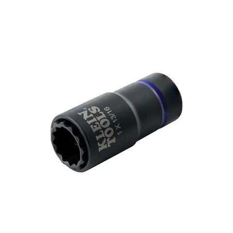 Two In One Impact Socket With Hands Free Size Swap, Deep 12 Point, Coaxial Spring Loaded, Fits One Inch And Thirteen Sixteenths Inch