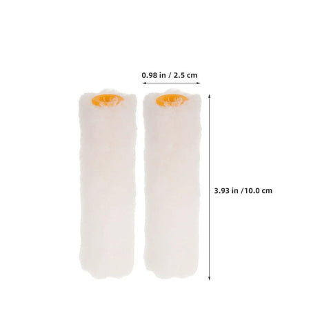 Hella Slick 15 Piece Mini Paint Roller Kit With 4 Inch Cotton Round Brushes showing two cotton roller refills, 0.98 in wide and 3.93 in long.