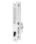Side view of Diecast Keyed Patio Sliding Door Handle Set For One Inch To One And One Eighth Inch Thick Sliding Glass Doors White Replacement.