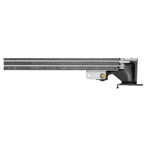 Heavy Duty Transmission Oil Cooler For Ford Taurus 3.5L 2013-2017 Perfect Fix To Save Your Gearbox From Overheating During Tough Rides And Keep Things Running Smooth As Butter. Side view of aluminum transmission oil cooler with mounting bracket