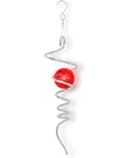 Spiral Tail Gazing Ball Wind Spinner 13 Inch Stainless Steel With 360 Degree Swivel Hook Red Crystal Glass Orb hanging decor