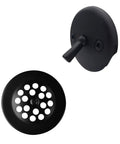 3-1/8 Inch Trip Lever Bathtub And Shower Drain Kit With Two-Hole Overflow Faceplate Beehive Strainer Matte Black Finish