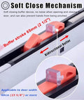 Soft Close Aluminum Sliding Door Track Kit With 6.2 Foot Top Hung Rail showing close-up of buffer stroke mechanism in silver