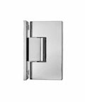 Heavy Duty Glass Shower Door Hinge With Full Back Plate Polished Chrome Finish For Half Inch Tempered Glass Frameless Doors side view showing solid brass mount.