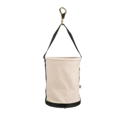 Canvas Tool Bucket With Drain Holes, Heavy Duty Canvas Pail For Tools And Gear, Plastic Bottom, 150 Pound Load Rating, No 4 Canvas Construction