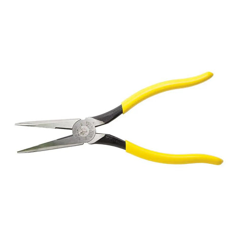 Heavy Duty 8 Inch Needle Nose Pliers With Extended Handles For Tight Spaces Long Nose Side Cutters And Alligator Pliers Induction Hardened Cutters Forged In USA Built Tough For Power And Precision with yellow handles