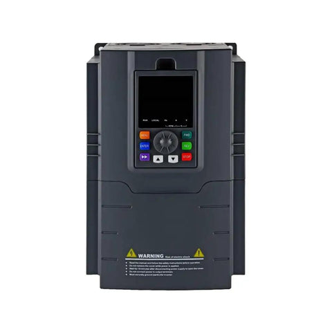 Front view of 7.5HP 5.5kW 1-Phase 220V VFD Variable Frequency Drive for Single Phase Motors, with control panel visible.