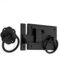 Heavy Duty Black Iron Gate Latch With Elegant Floral Base Plate And Weatherproof Coating Tough As Nails Two Sided Door Hardware For Outdoor Fences And Garden Gates